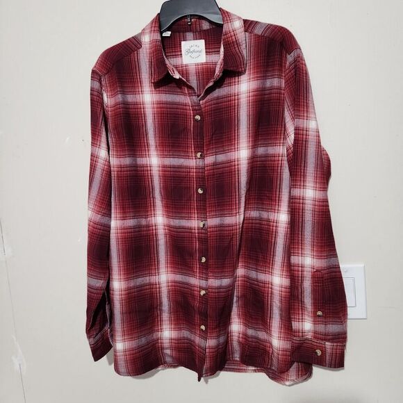 Jachs Flannel Shirt Size XL Rusty Red Plaid Soft Front Button - Picture 5 of 15